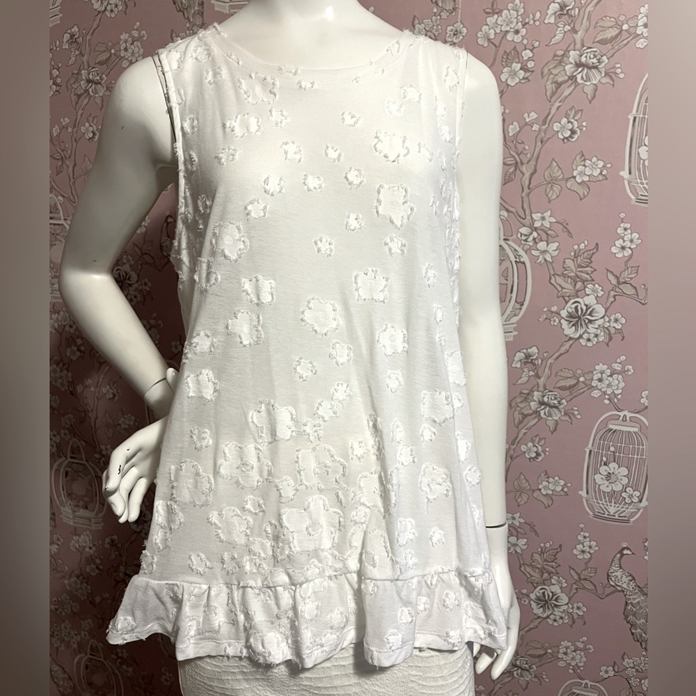 Michael Kors white tank with flower appliqué